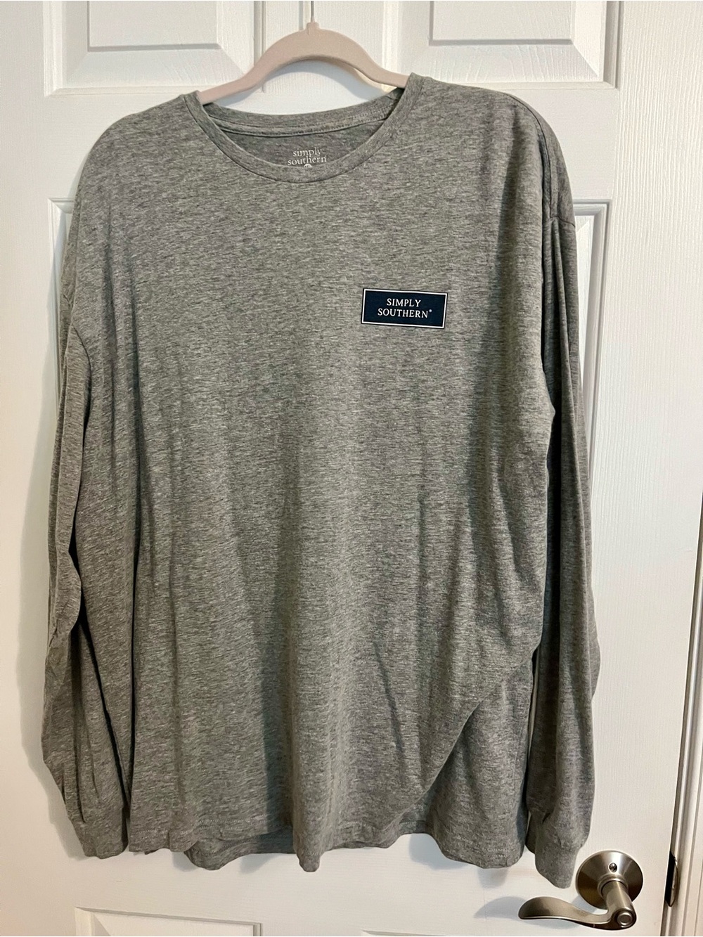 Simply Southern Women’s  Long Sleeve Tee - Gray with Hiking Dog XL